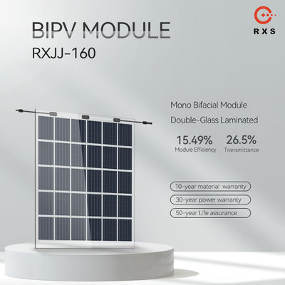 Κατηγορία Α Γυαλί BIPV ηλιακοί συλλέκτες 160W 200W 250W Διαφανές Προσαρμόσιμοι